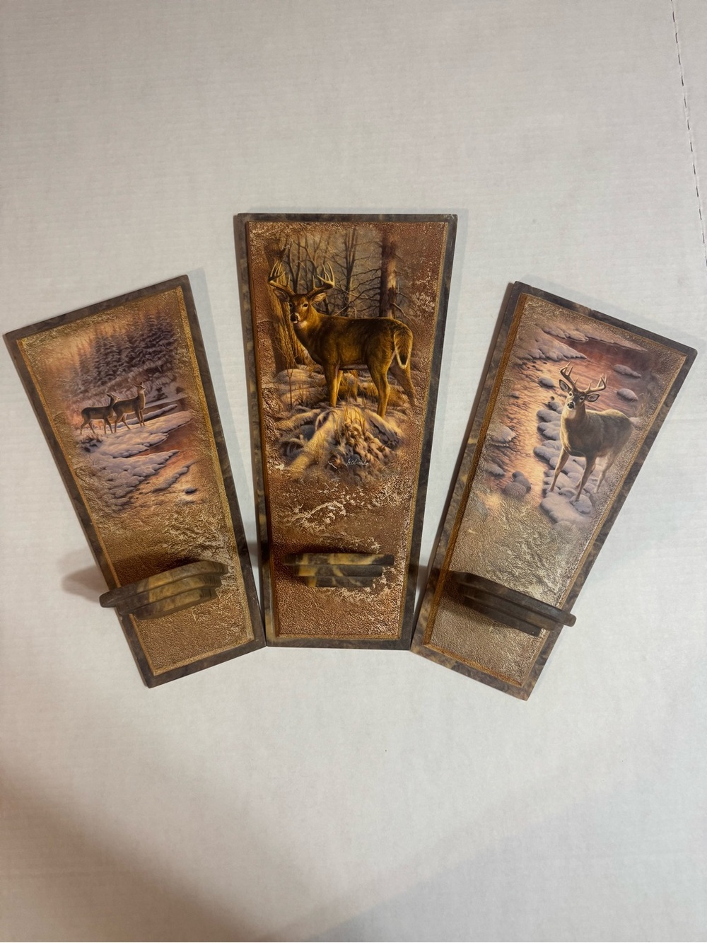 Bradford Exchange Woodland Radiance Greg Alexander Deer Wall Decor Set of 3 Hunt